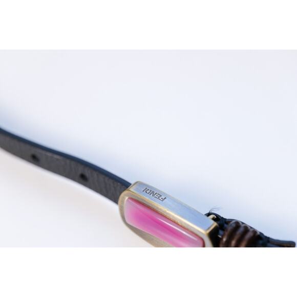 FENDI Rare Vintage Pink Stone Black Leather Belt (Size 70cm, 28in) main image 7
